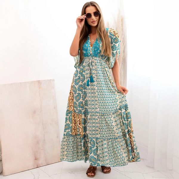 Seline Boho maksimekko turkoosi
