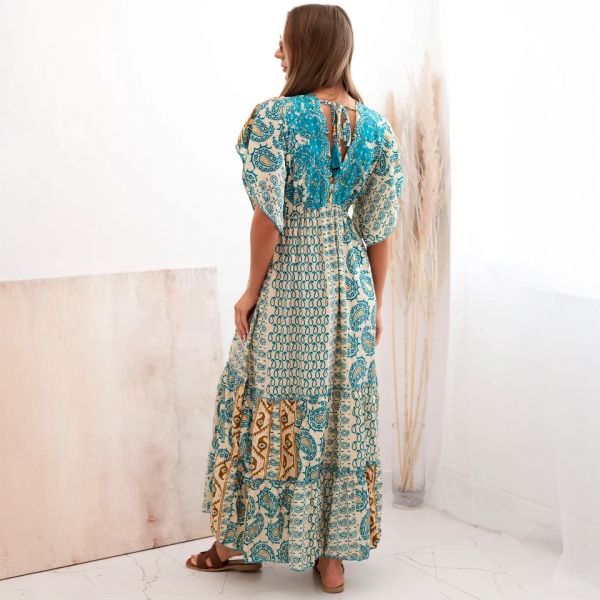 Seline Boho maksimekko turkoosi-4
