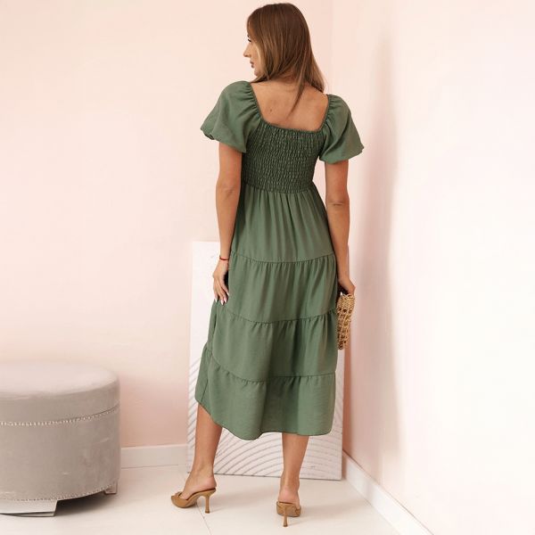 Wilma puhvihihainen mekko khaki-3