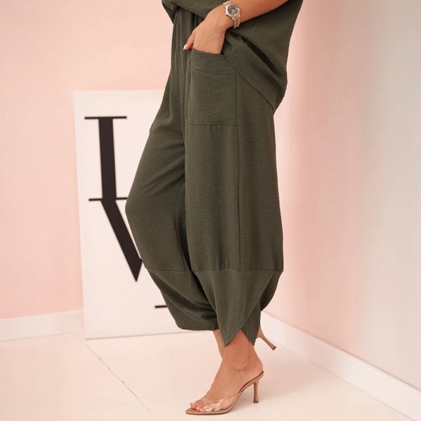 Tasha 2-osainen setti housut ja paita + koru khaki-4