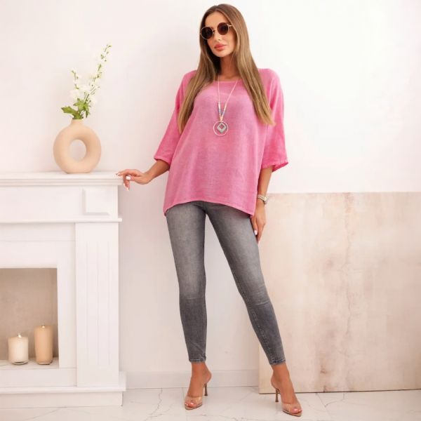 Layla paita + koru puuvillapellavaa pinkki-2