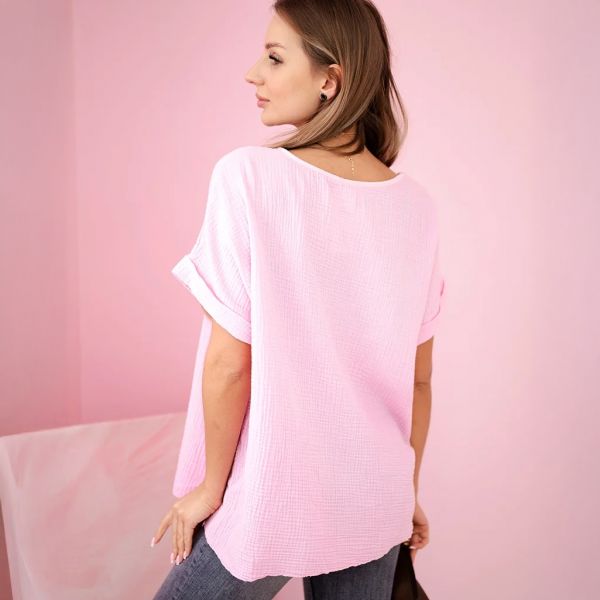 Kesi Matilda musliinipaita korulla baby pink-3