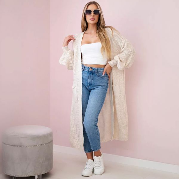 Kesi Xena neuletakki taskuilla vaalea beige