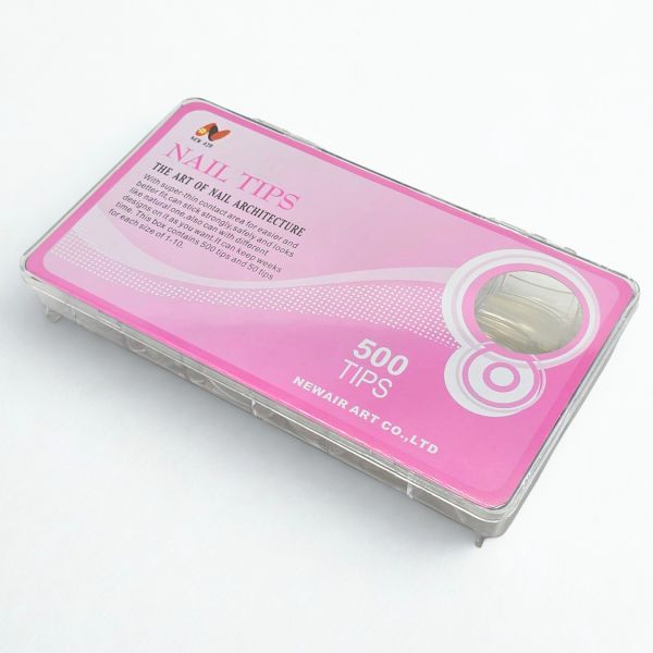 500 kpl ranskalainen 1/2 kynsitippi laatikossa kirkas-1