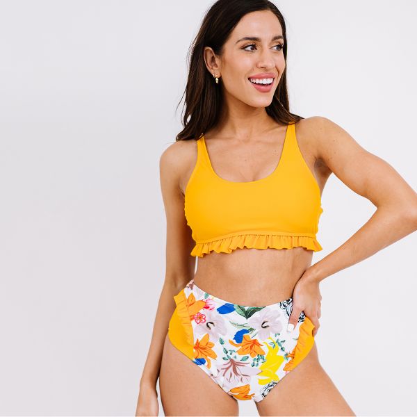 Ruffle Floral bikinisetti keltainen