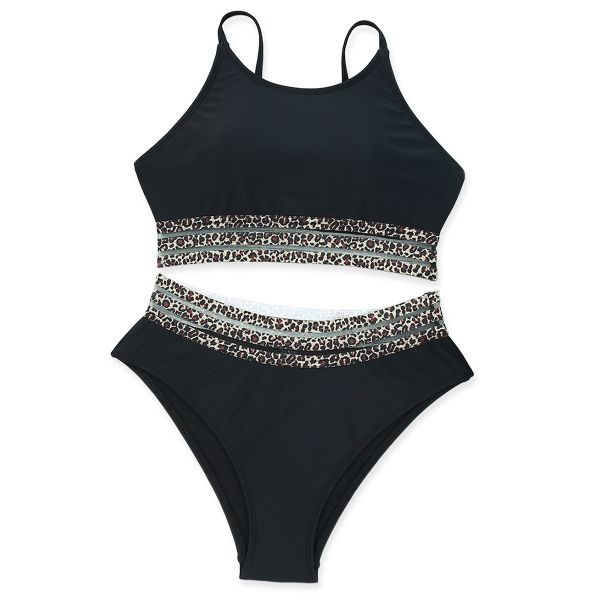 Leopard Mesh bikinisetti musta-8