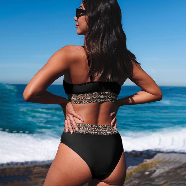 Leopard Mesh bikinisetti musta-2