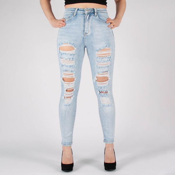Miss Bon ripped skinny stretchfarkut vaaleansininen