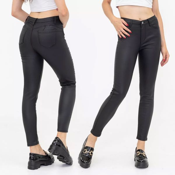 Foly Rose Push up Coated housut musta-6