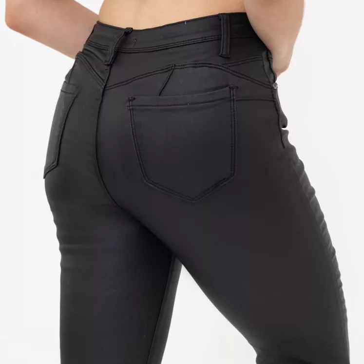 Foly Rose Push up Coated housut musta-4