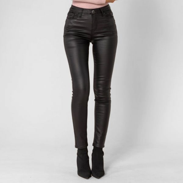 Foly Rose Push up Coated housut musta-3