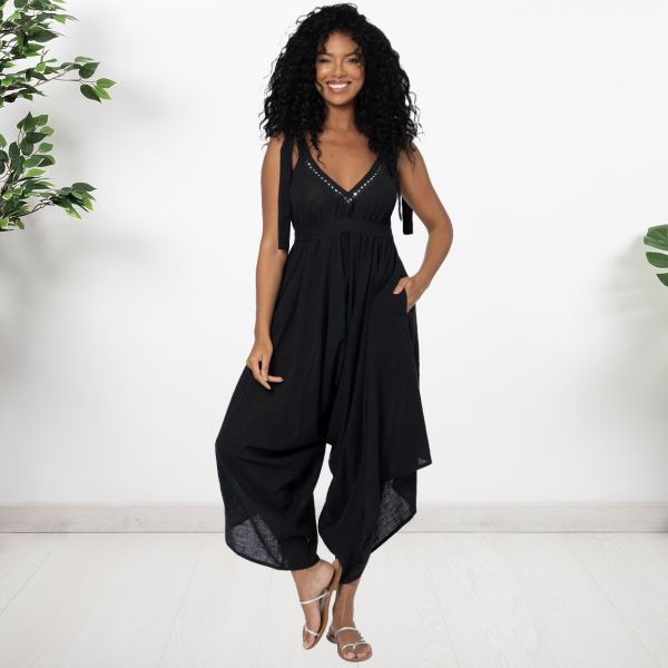 Cara puuvillainen kesäjumpsuit musta