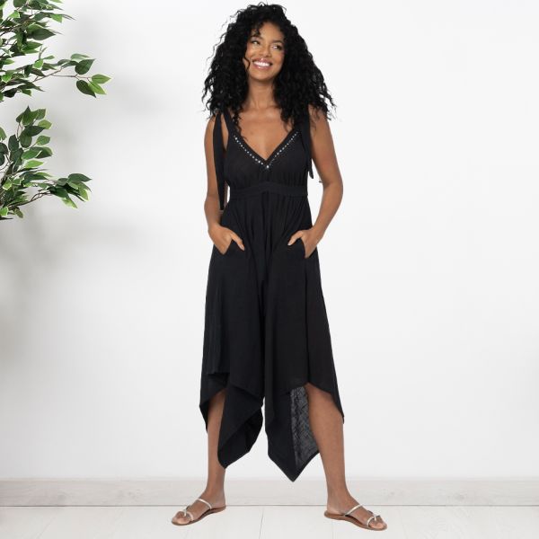 Cara puuvillainen kesäjumpsuit musta-3