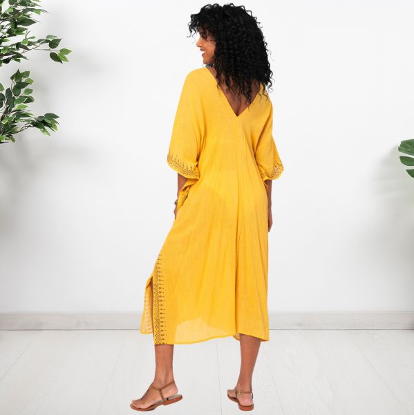 Anaya puuvillakaftaani mustard-2