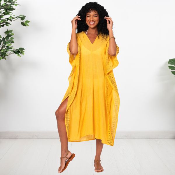 Anaya puuvillakaftaani mustard-3