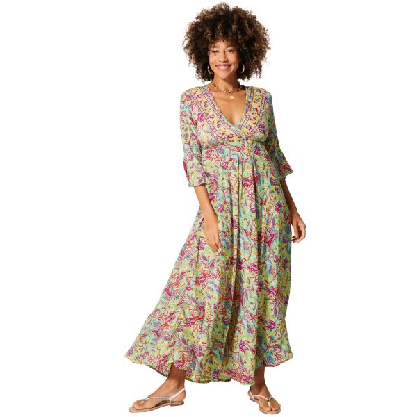 Neeraja maksimekko paisley/lime-2