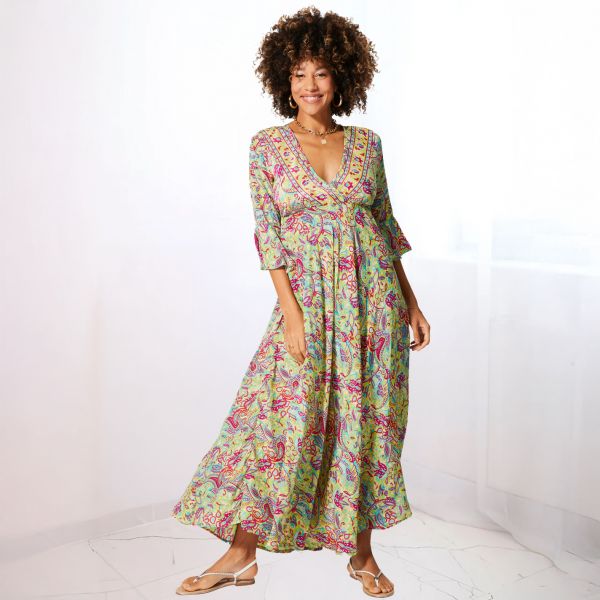 Neeraja maksimekko paisley/lime