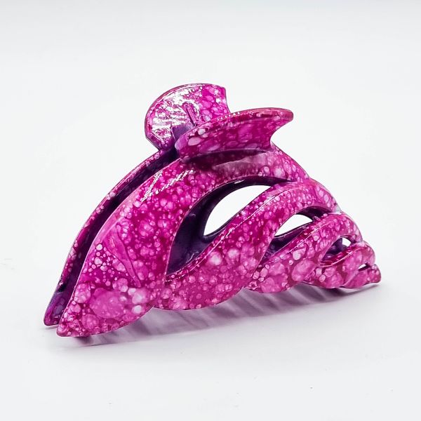 Kuvioitu hainhammasklipsi 9 cm fuksia-1