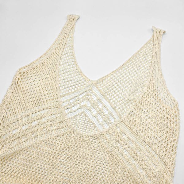 Nandi puuvillainen neulemekko beige-5