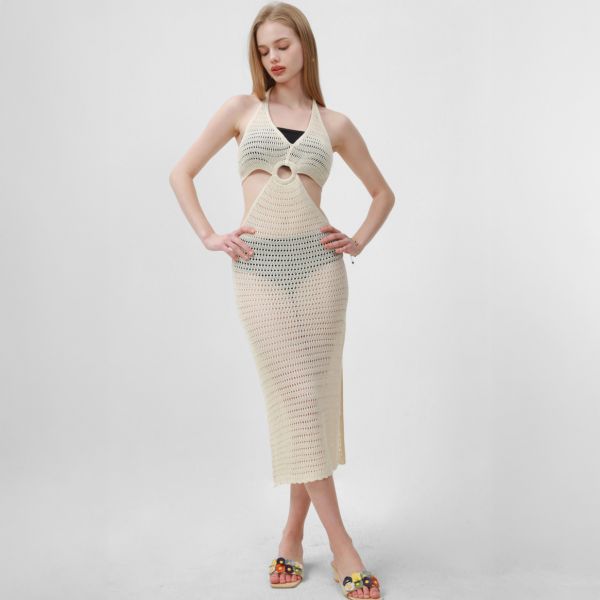 Nandi puuvillainen neulemekko beige