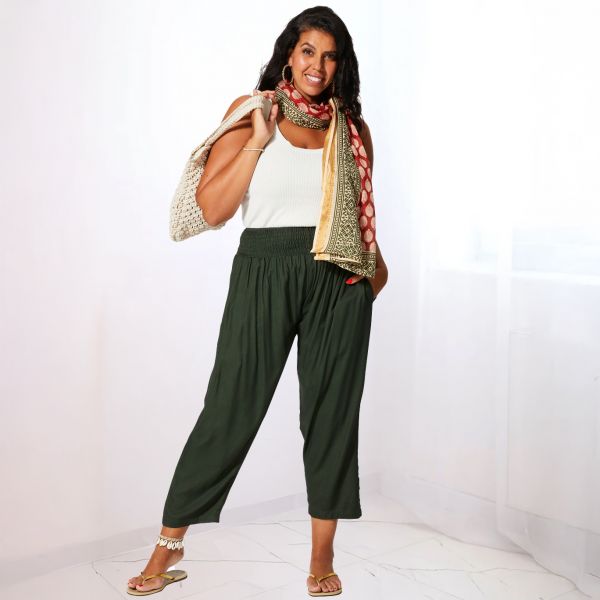 Auroville Plus kesähousut tumma khaki