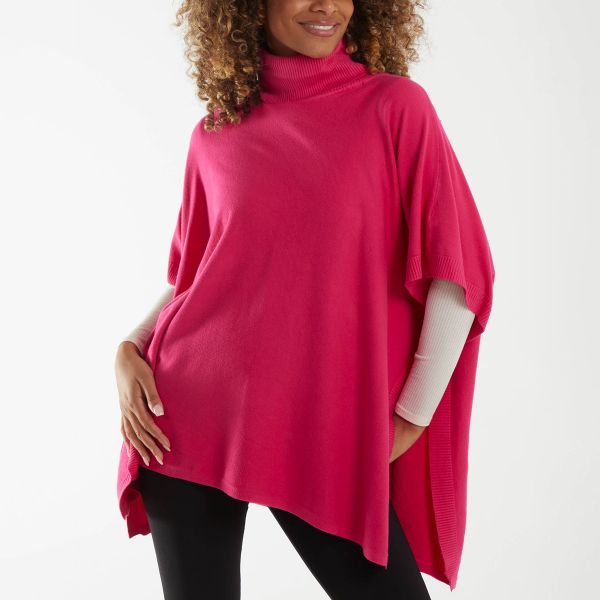 Qed LDN Cass neuleponcho pinkki