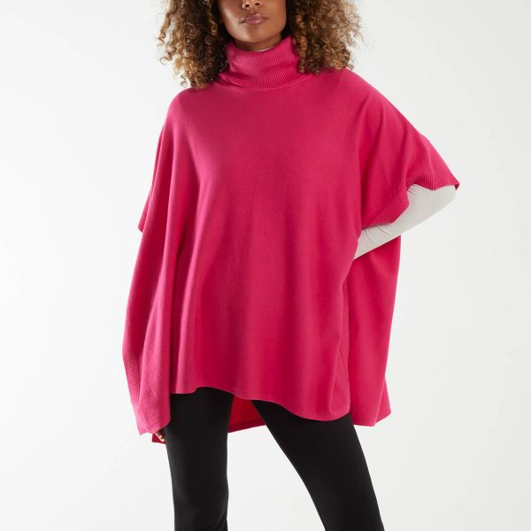 Qed LDN Cass neuleponcho pinkki-2