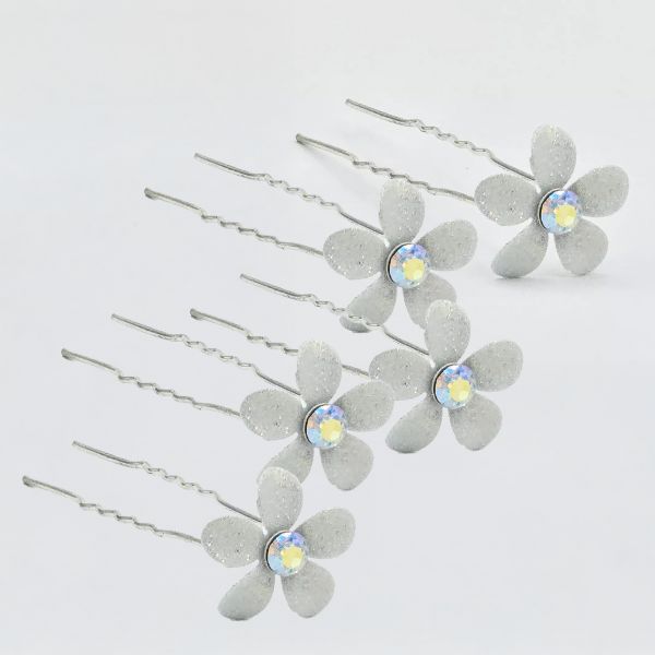 5kpl hiuskoru kukka strassilla valkoinen