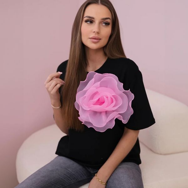 Kesi Sibyl t-paita tylliruusulla musta-4