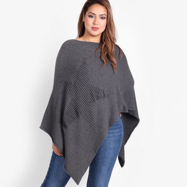 TLL Star neuleponcho t.harmaa