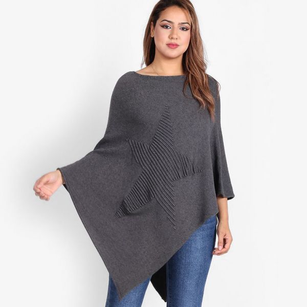 TLL Star neuleponcho t.harmaa-3