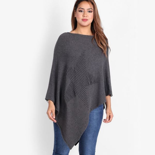 TLL Star neuleponcho t.harmaa-4