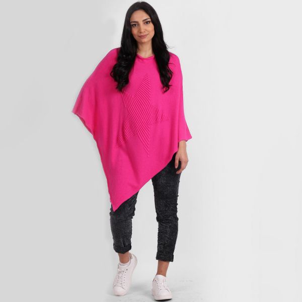 TLL Star neuleponcho fuksia-2