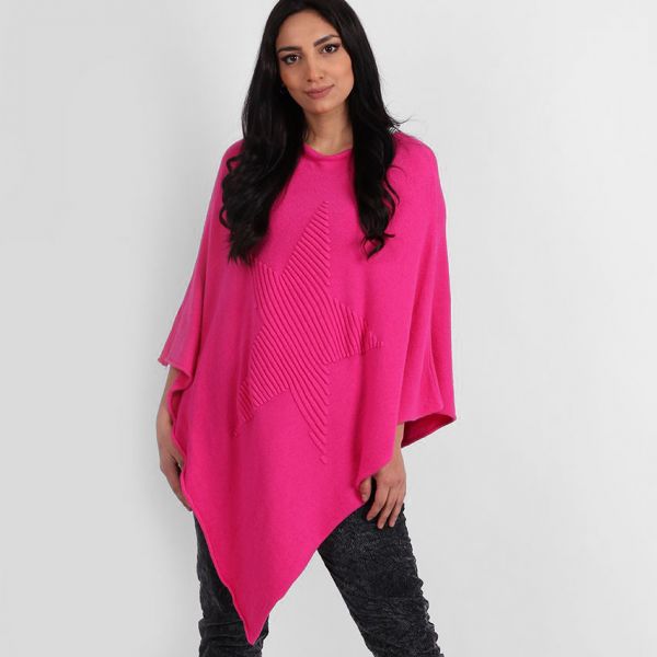 TLL Star neuleponcho fuksia