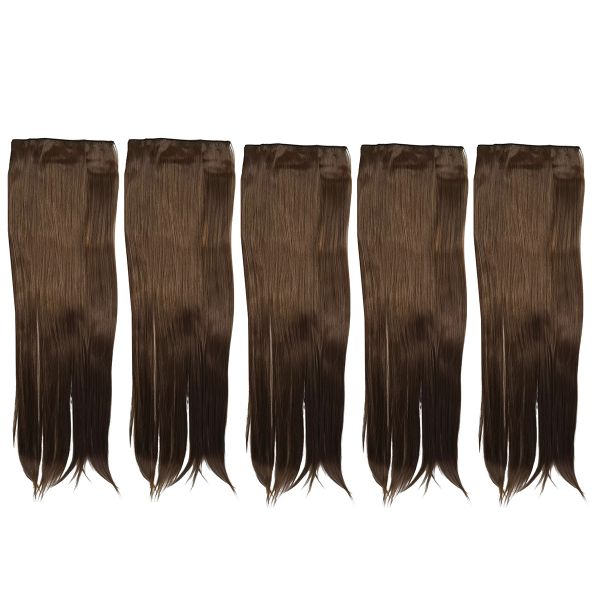 5 kpl suora klipsipidennys ruskea 3 klipsiä