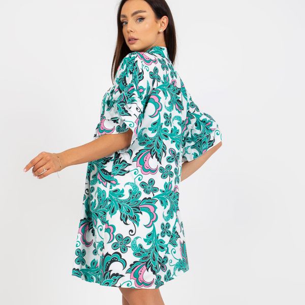 New Collection Ilana kuvioitu paitamekko white/green-3