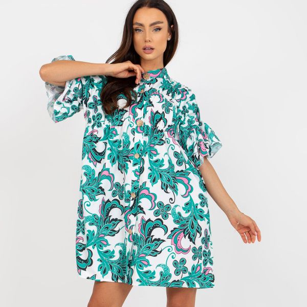 New Collection Ilana kuvioitu paitamekko white/green-4