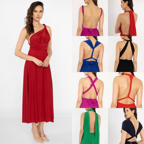 Elle Pitch Multi Tie mekko burgundi