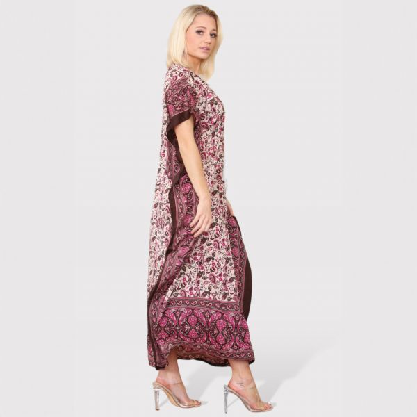 Sumel Paisley kaftaani fuksia/ruskea-2