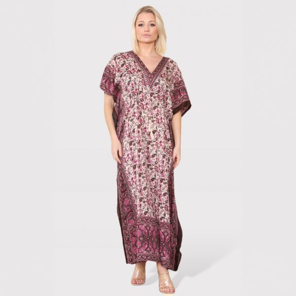 Sumel Paisley kaftaani fuksia/ruskea-3