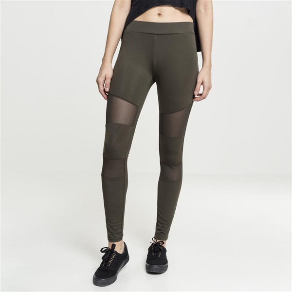 Urban Classics Tech Mesh leggingsit oliivi