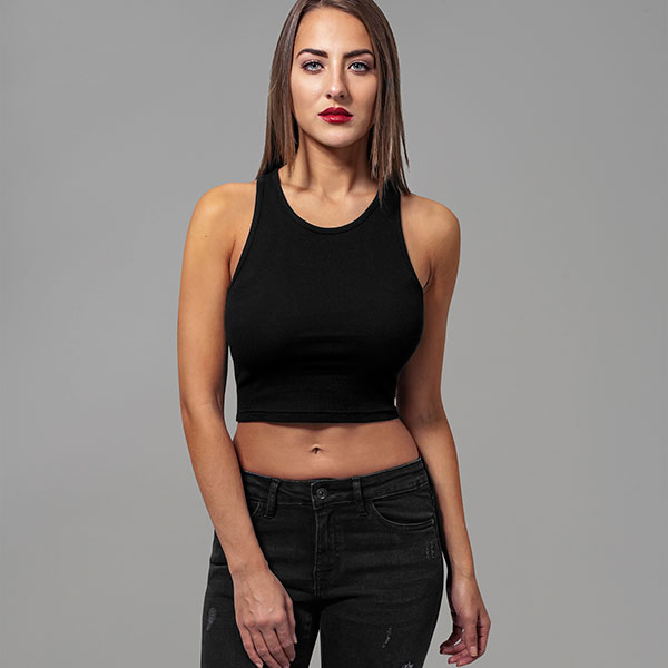 Urban Classics Crop ribbitoppi musta