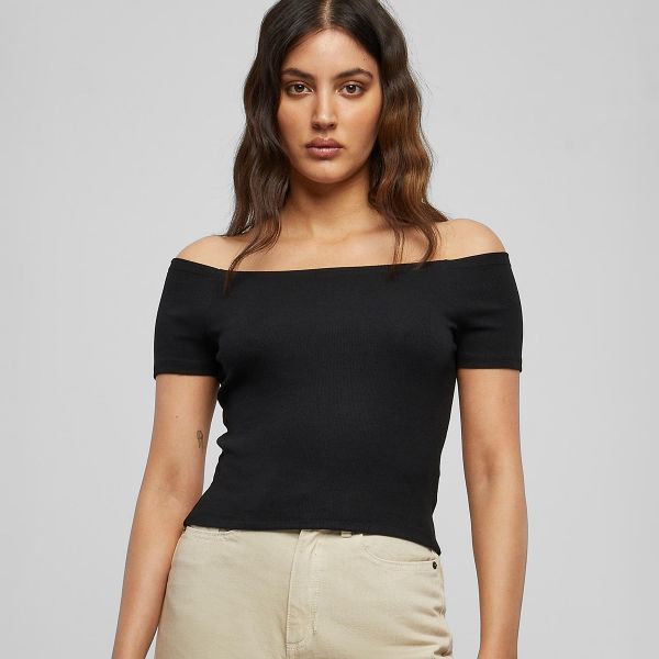 Urban Classics Off-Shoulder Rib paita musta