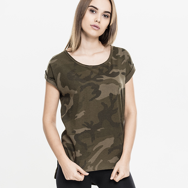 Urban Classics Camo Back Shaped Tee oliivi