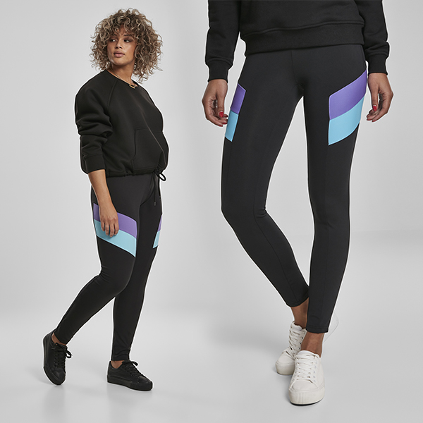 Urban Classics Color Block leggingsit musta/violetti