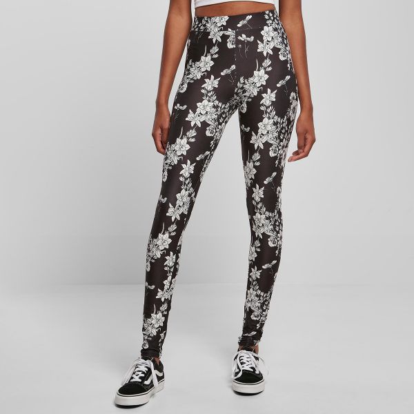 Urban Classics Soft AOP Leggingsit blackflower