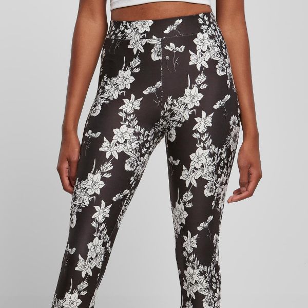 Urban Classics Soft AOP Leggingsit blackflower-2