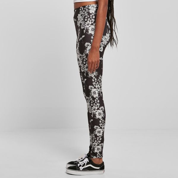 Urban Classics Soft AOP Leggingsit blackflower-3