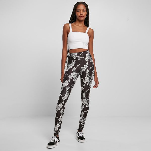 Urban Classics Soft AOP Leggingsit blackflower-5