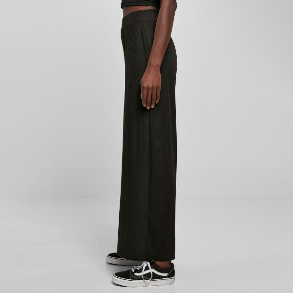 Urban Classics Rib Jersey Wide Leg housut musta-5
